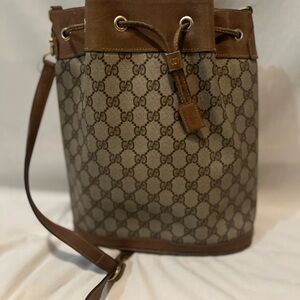Gucci Tan and Brown Monogram Shoulder Bag